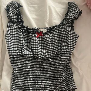 Black and White Gingham Ruffle Top